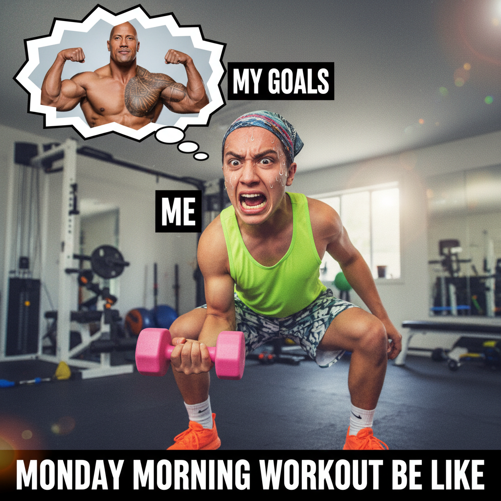 Me at the gym: *lifts 5lb dumbbell* My brain: 'You're basically The Rock now.'