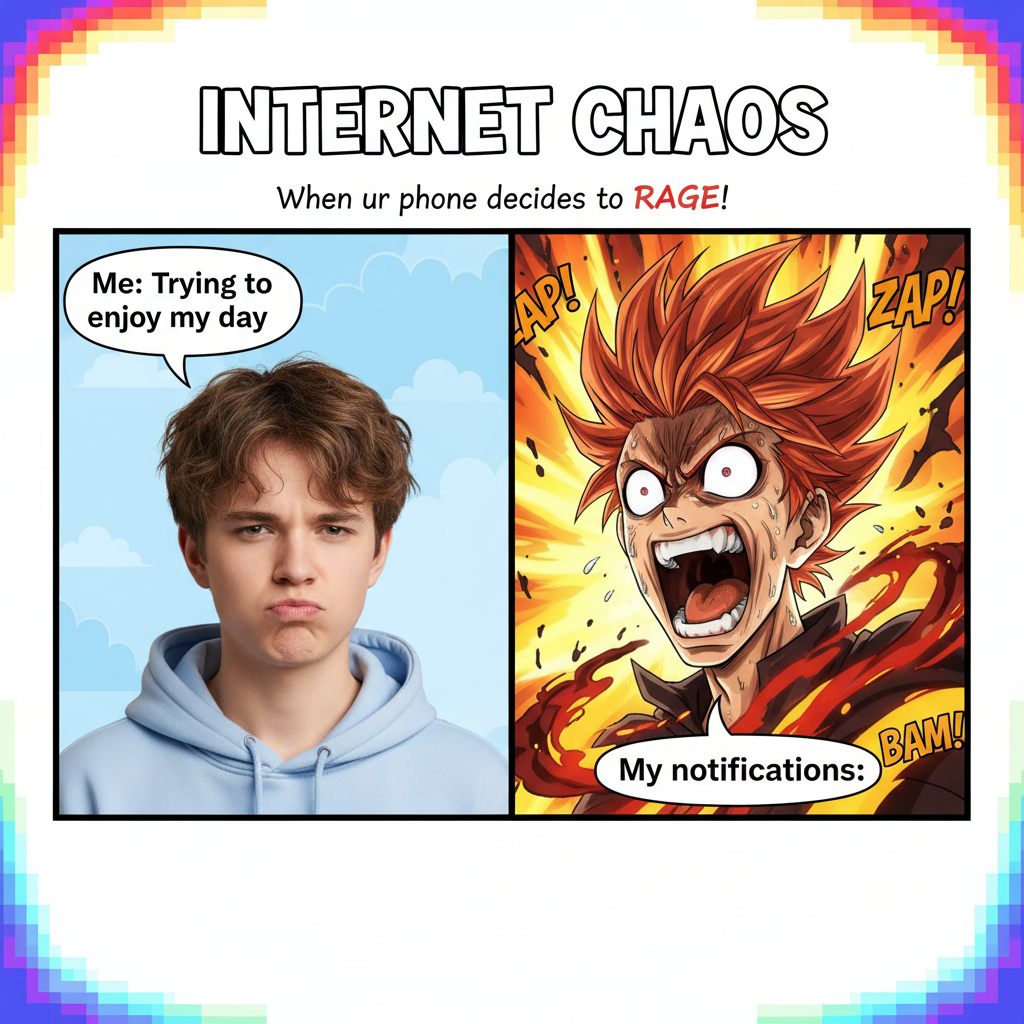 Me trying to react calmly to a minor inconvenience vs. my inner anime protagonist.