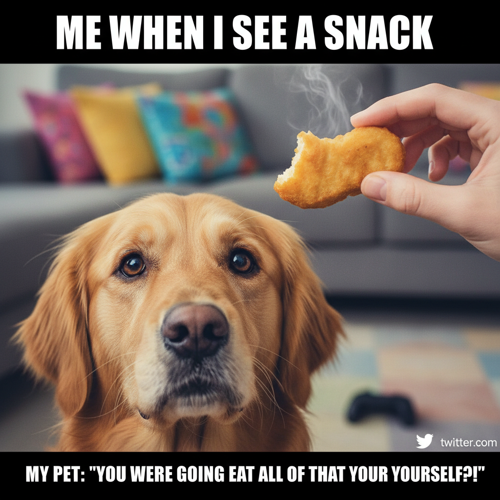 My pet watching me eat. The guilt is real.