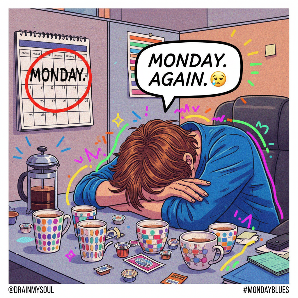 My Monday morning mood is sponsored by 3 hours of sleep and 0 motivation.