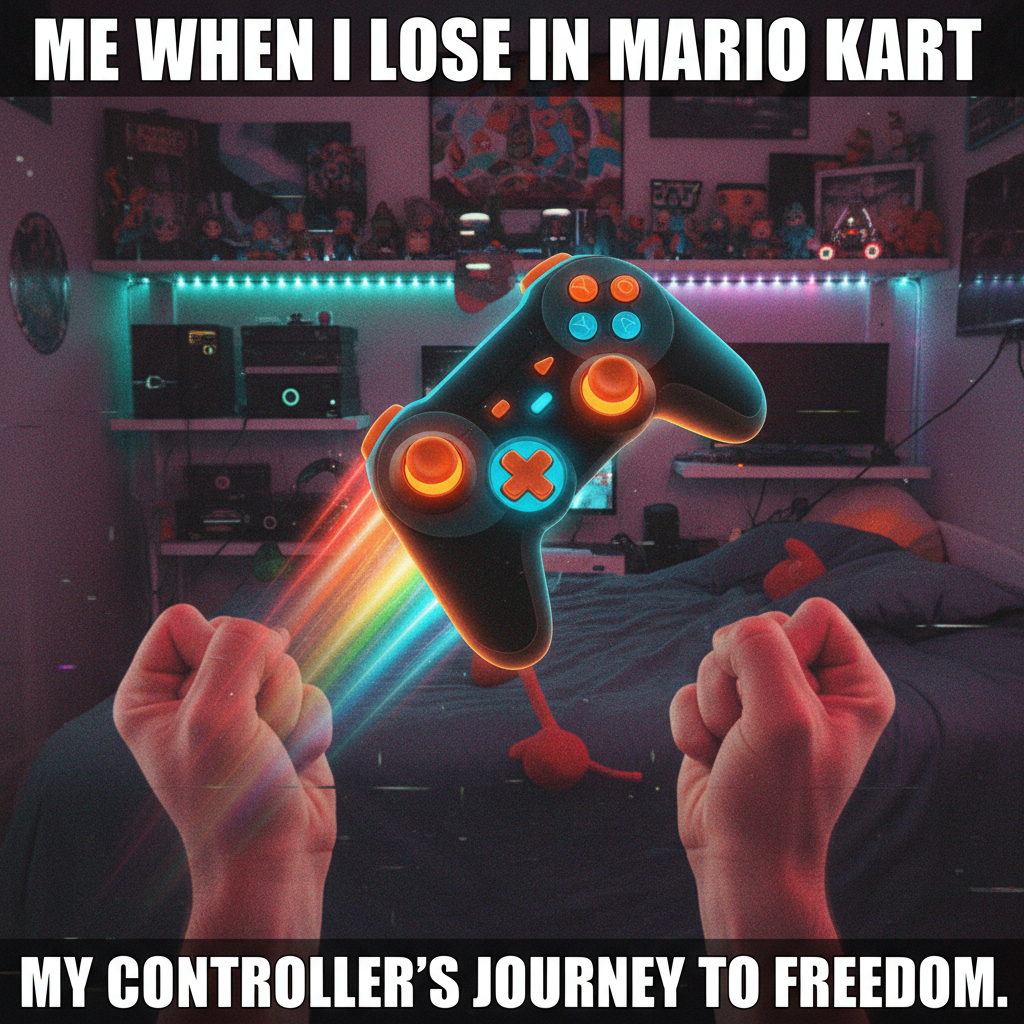 My controller just flew across the room. It wasn't me, it was the lag. #GamingRage