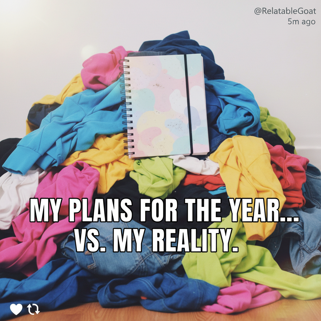 My New Year's resolution was to be more organized. Found my planner under a pile of laundry.