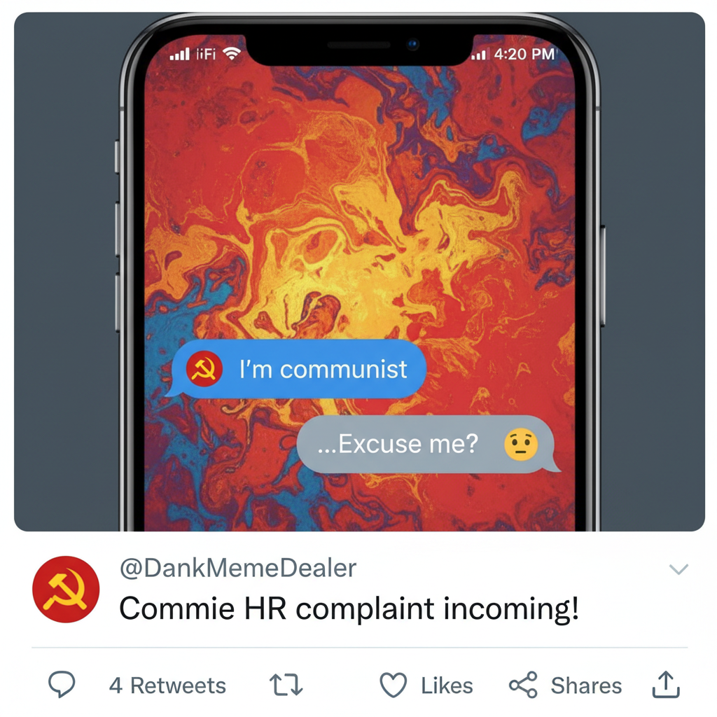 Autocorrect changed 'I'm coming' to 'I'm communist.' My boss is now very confused.
