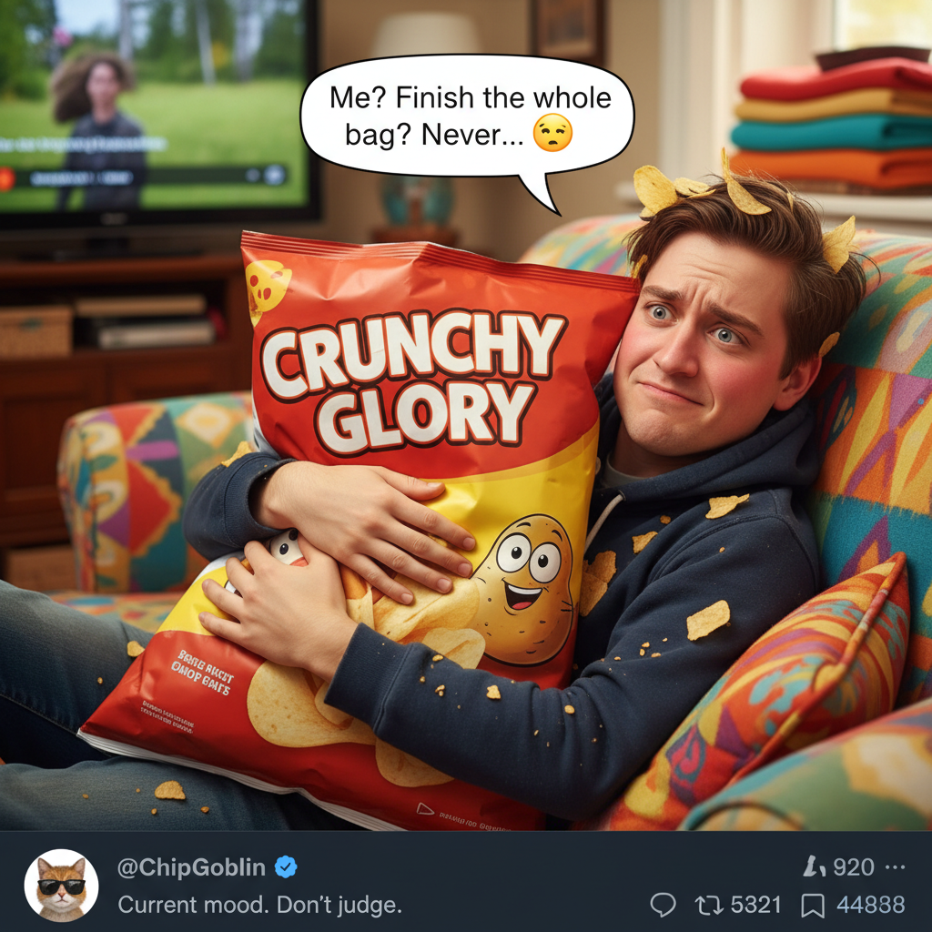 My New Year's resolution was to get fit. I'm currently spooning a bag of chips.