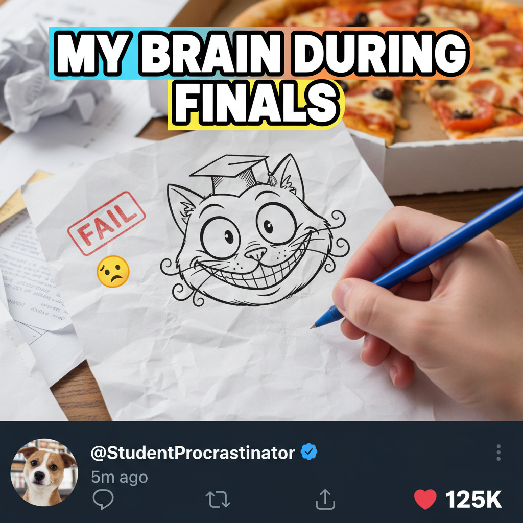 My brain during exams: 'You know everything!' My hand during exams: *draws a cat*