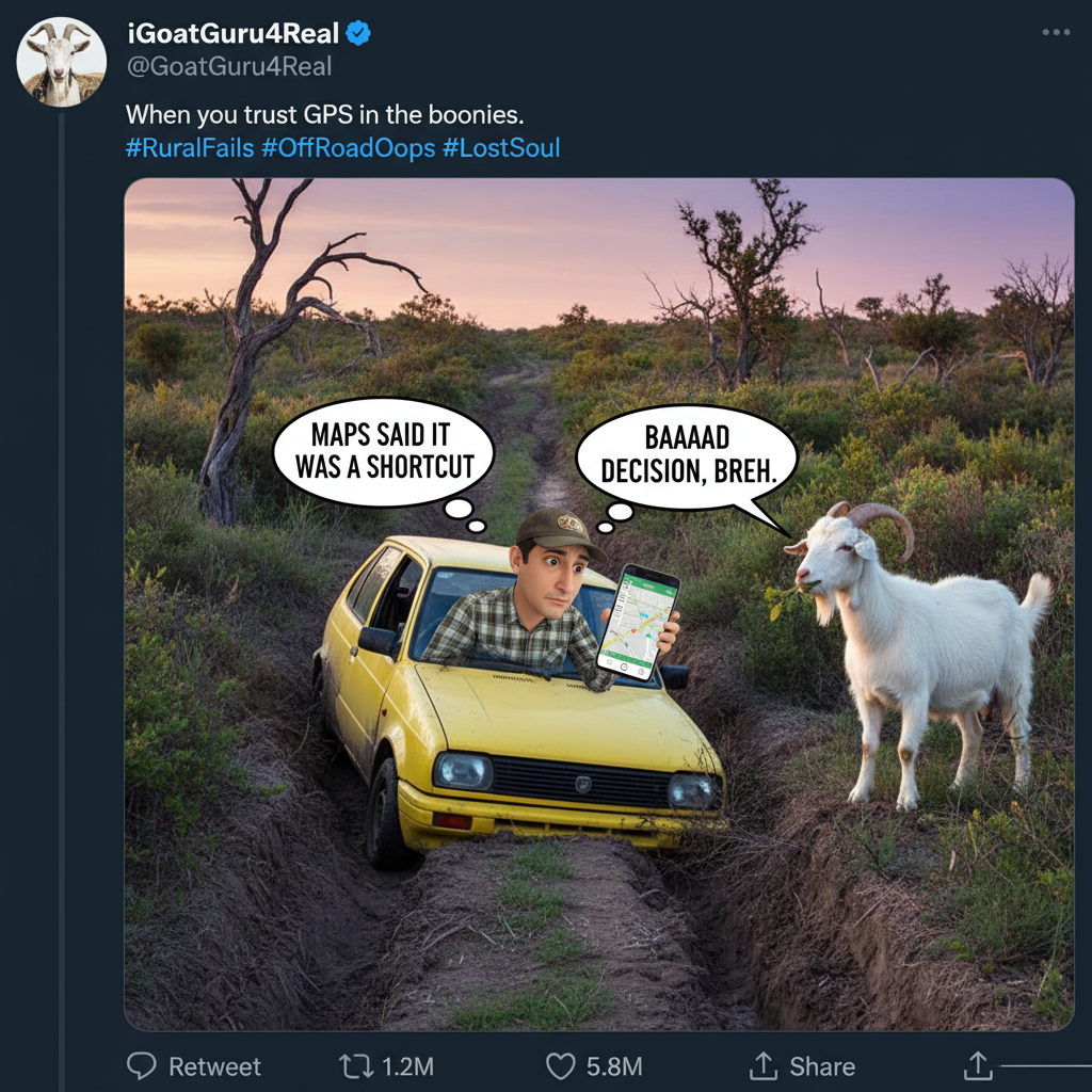GPS said 'turn right.' We ended up on a goat path. Road trip goals. 🐐