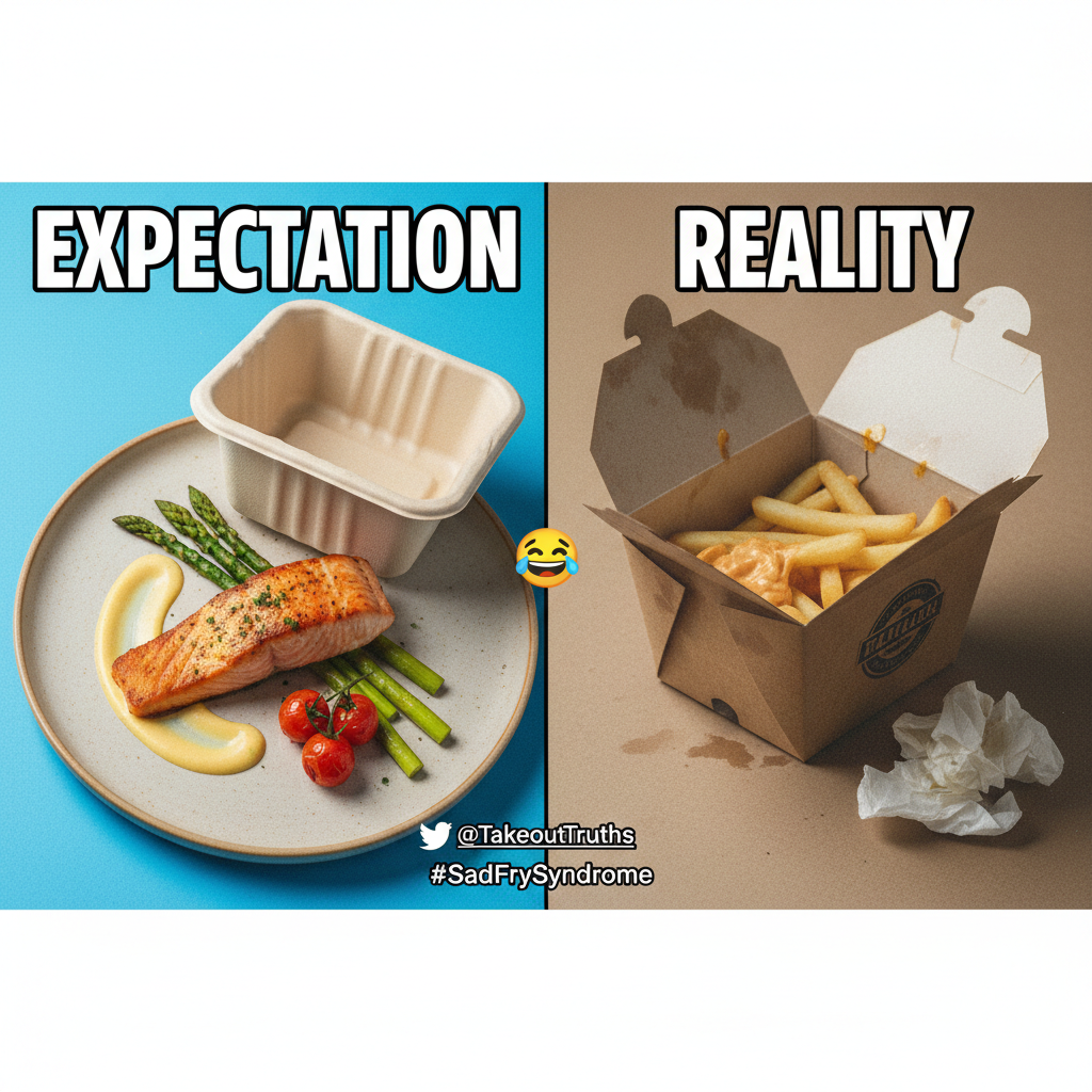 Food delivery expectation: Gourmet meal. Reality: My sad, slightly cold fries.