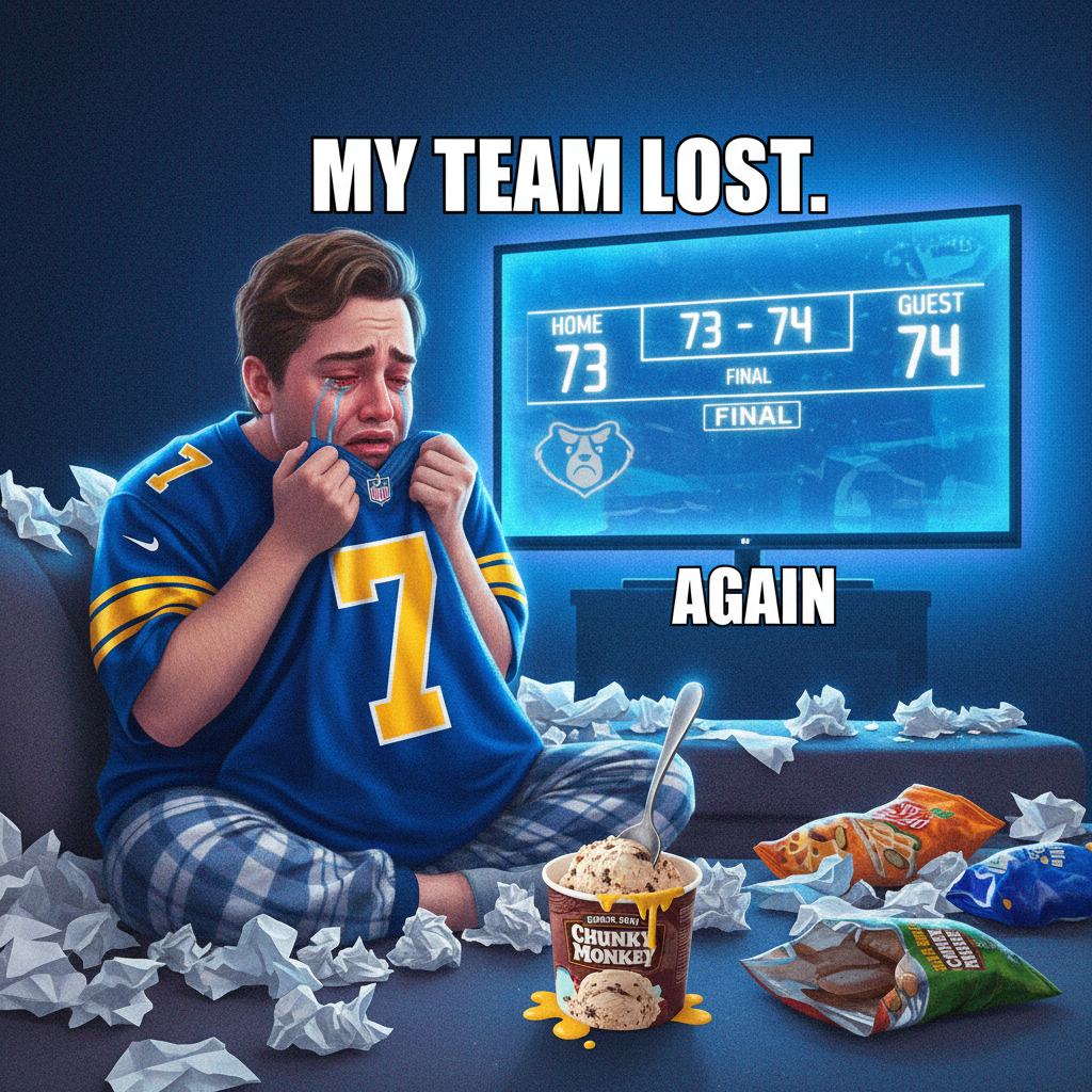My team lost. My entire week is ruined. I need therapy. It's just a game, they said.