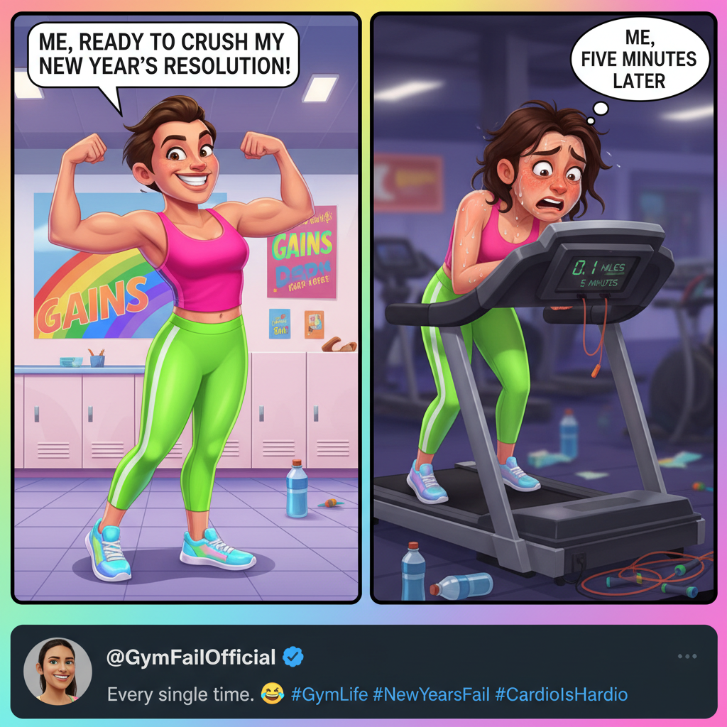 Me trying to look cool at the gym vs. me after 5 minutes on the treadmill.
