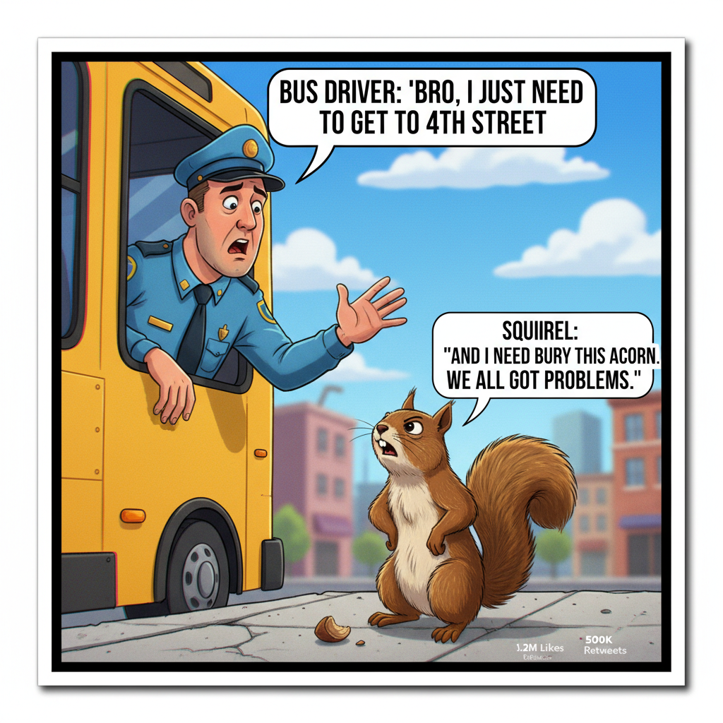 The bus driver just stopped to argue with a squirrel. Peak public transport.