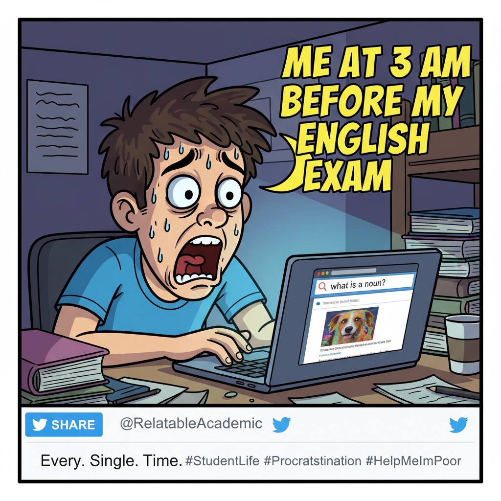 Me before exams: 'I've got this.' Me during exams: *googles 'what is a noun'*