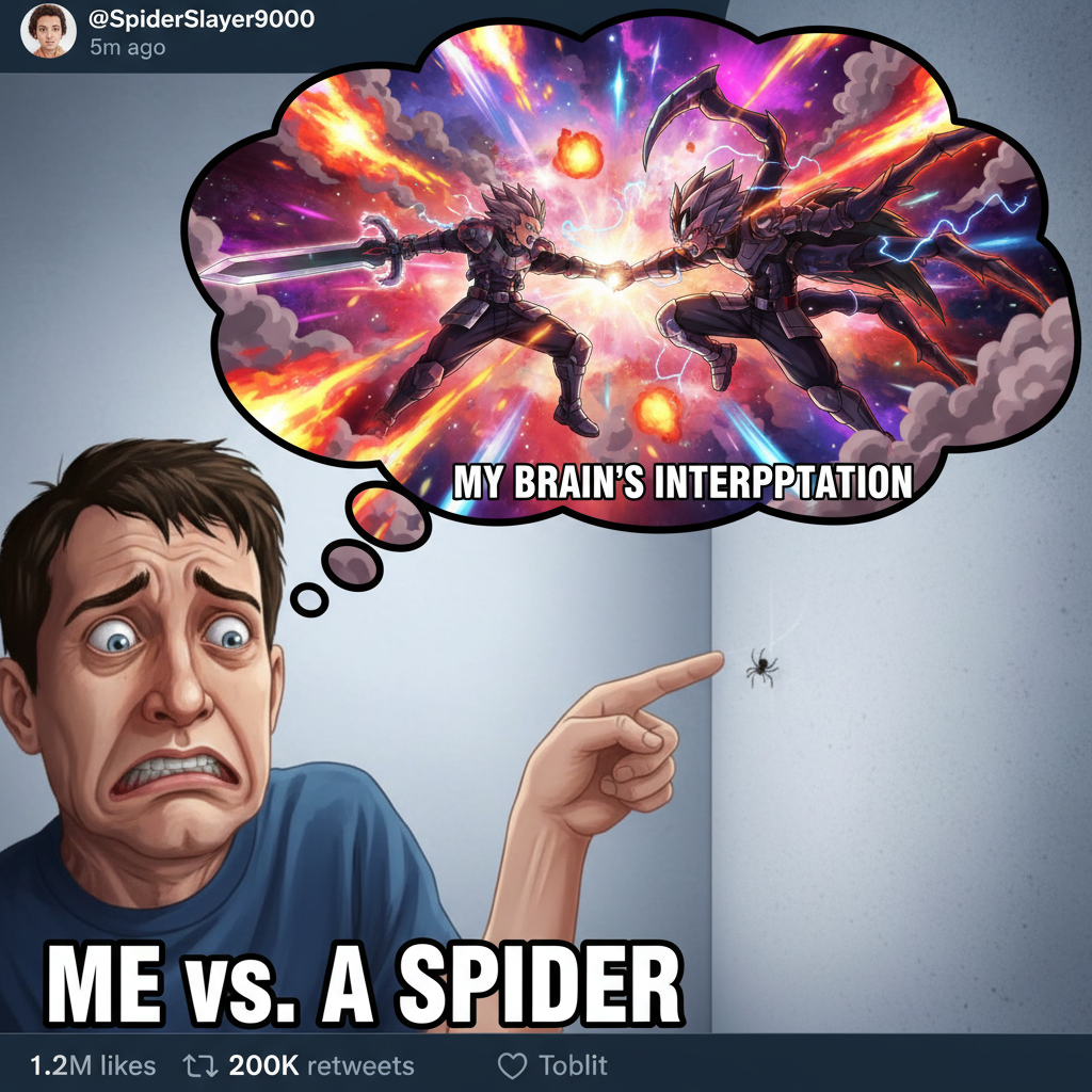 My brain when I see a spider: *full anime battle sequence with dramatic music*