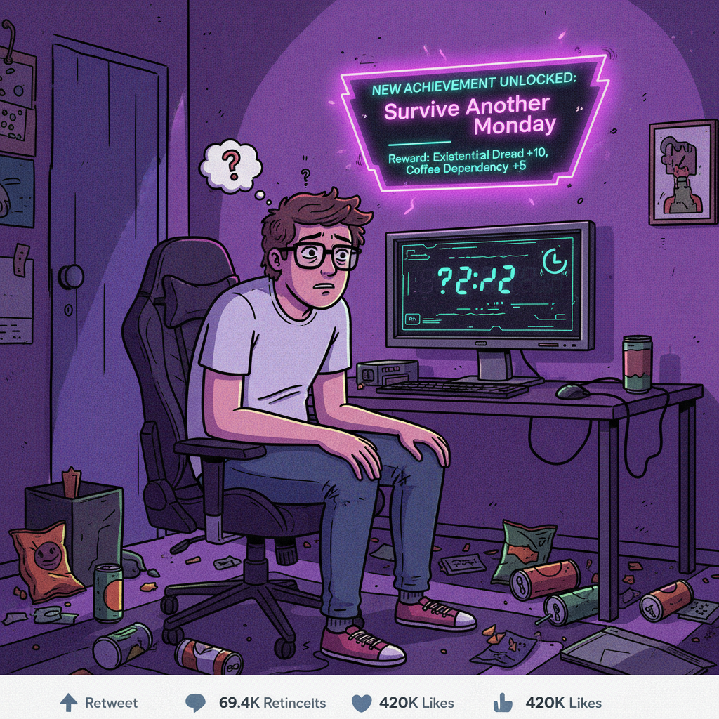 My seasonal depression just unlocked a new achievement: 'Can't tell if it's 3 PM or 3 AM'.