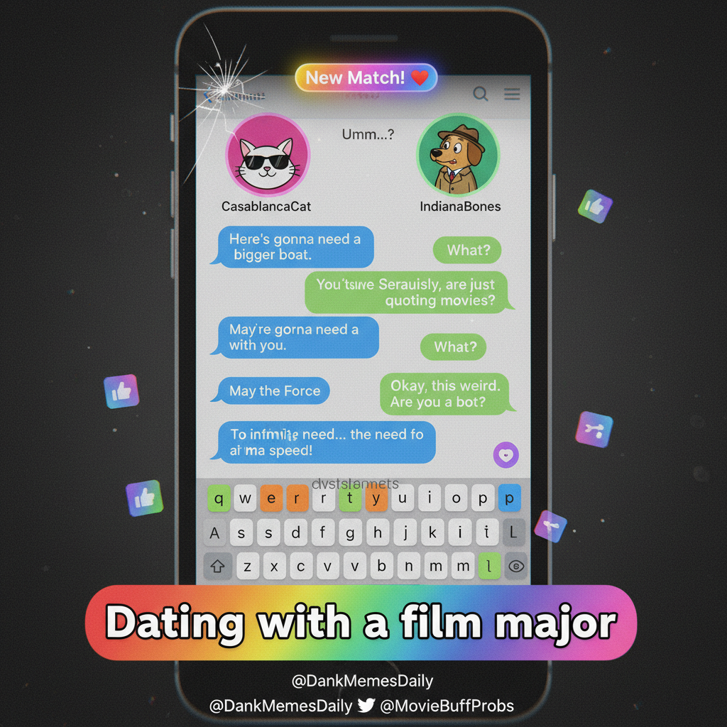 Matched with someone who only communicates in movie quotes. It's either genius or a disaster waiting to happen.