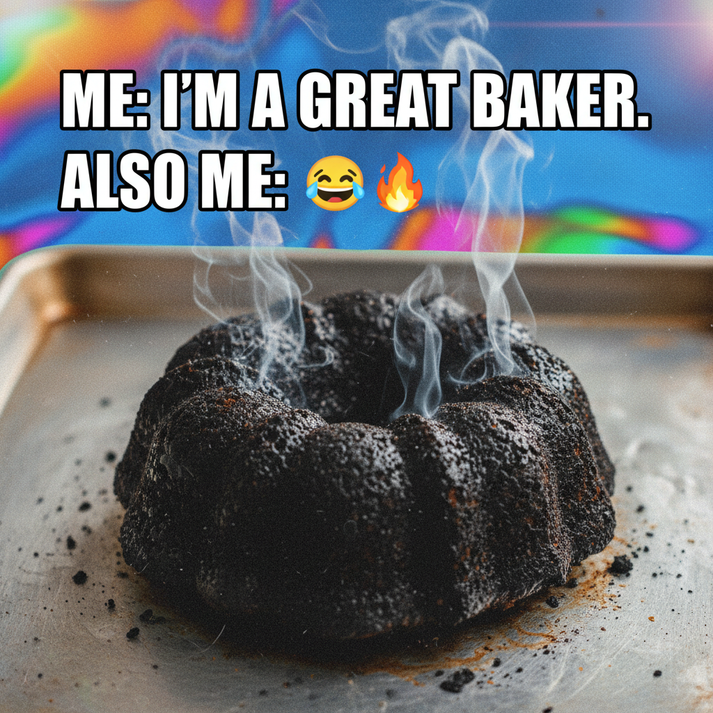 Attempted to make a 'simple' cake. Ended up with a charcoal briquette. Send pizza.