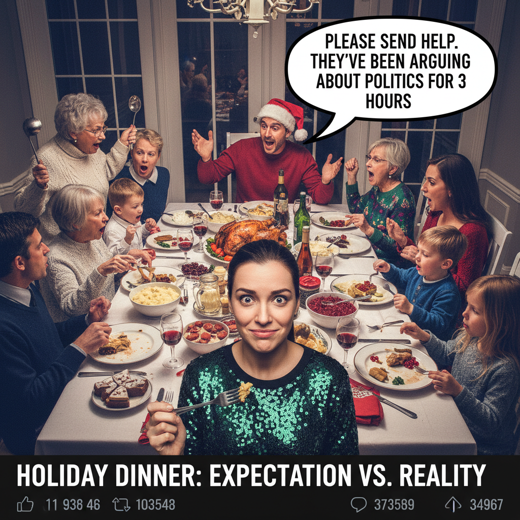 Holiday dinner chaos: My aunt just asked if I'm dating anyone. Send wine.