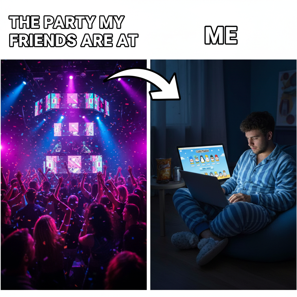 Friday night plans: Club. Friday night reality: Club Penguin. #Adulting