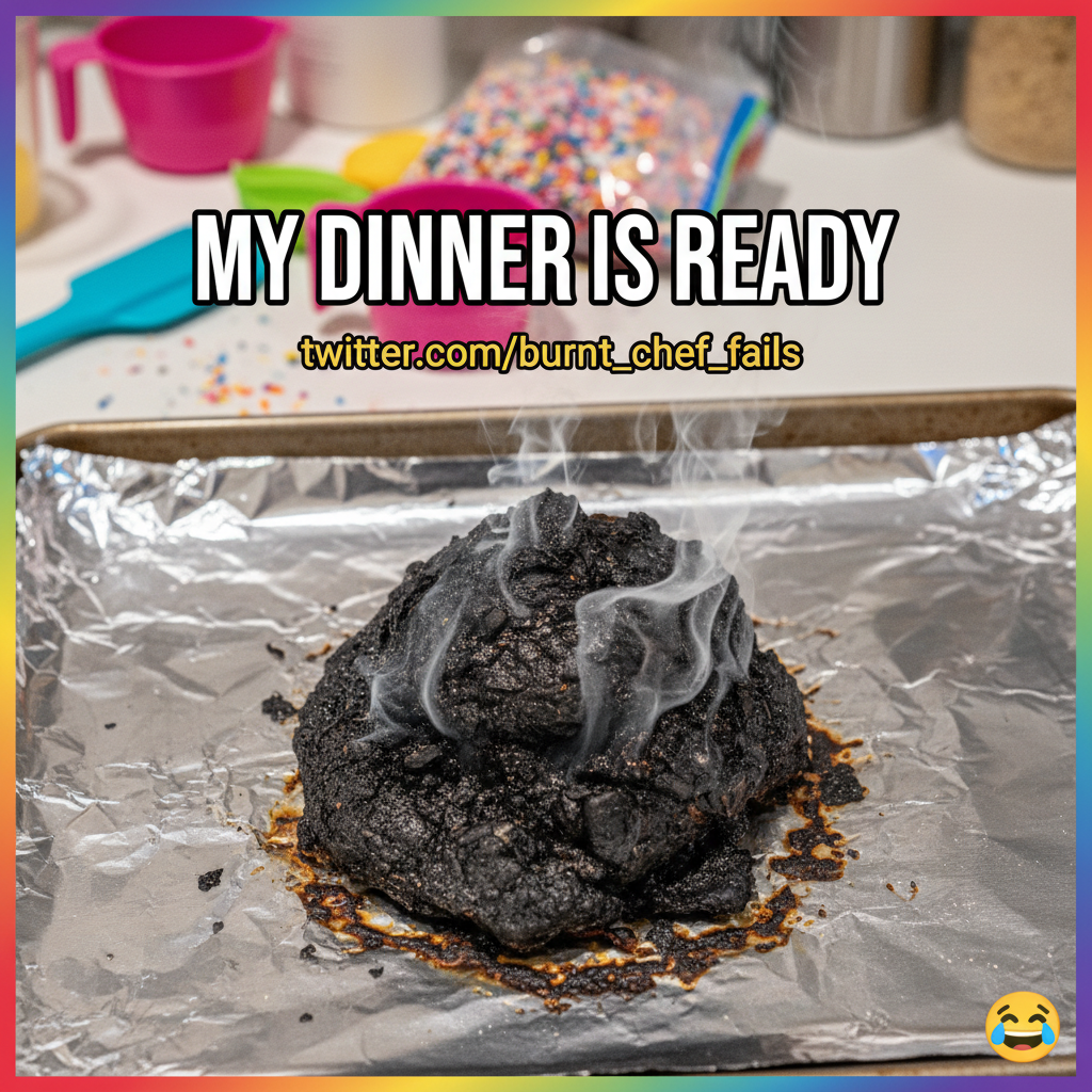 My 'easy 3-ingredient dessert' turned into a charcoal briquette. Send help & fire dept. #CookingFails