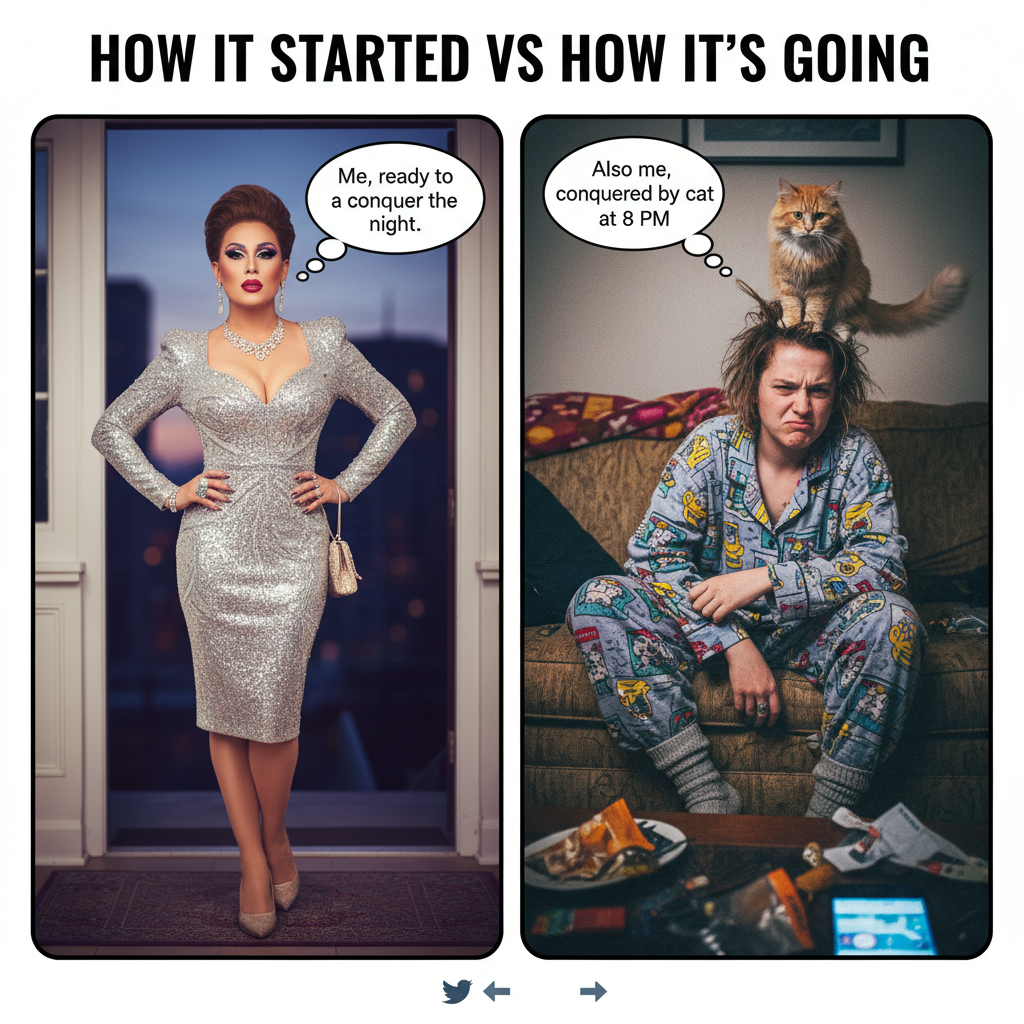 My Friday night plans: clubbing. My Friday night reality: arguing with my cat.
