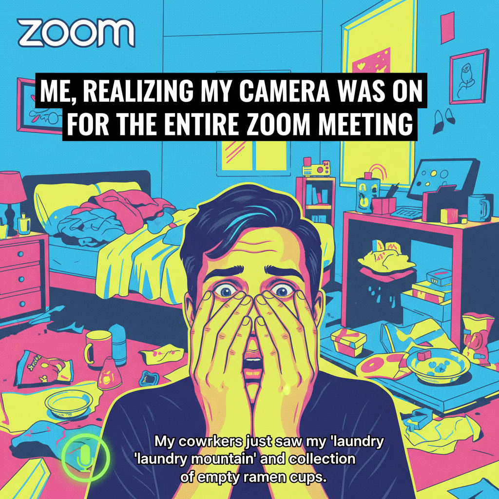 My mic was off, but my camera was ON for 5 mins during that Zoom. Send help.