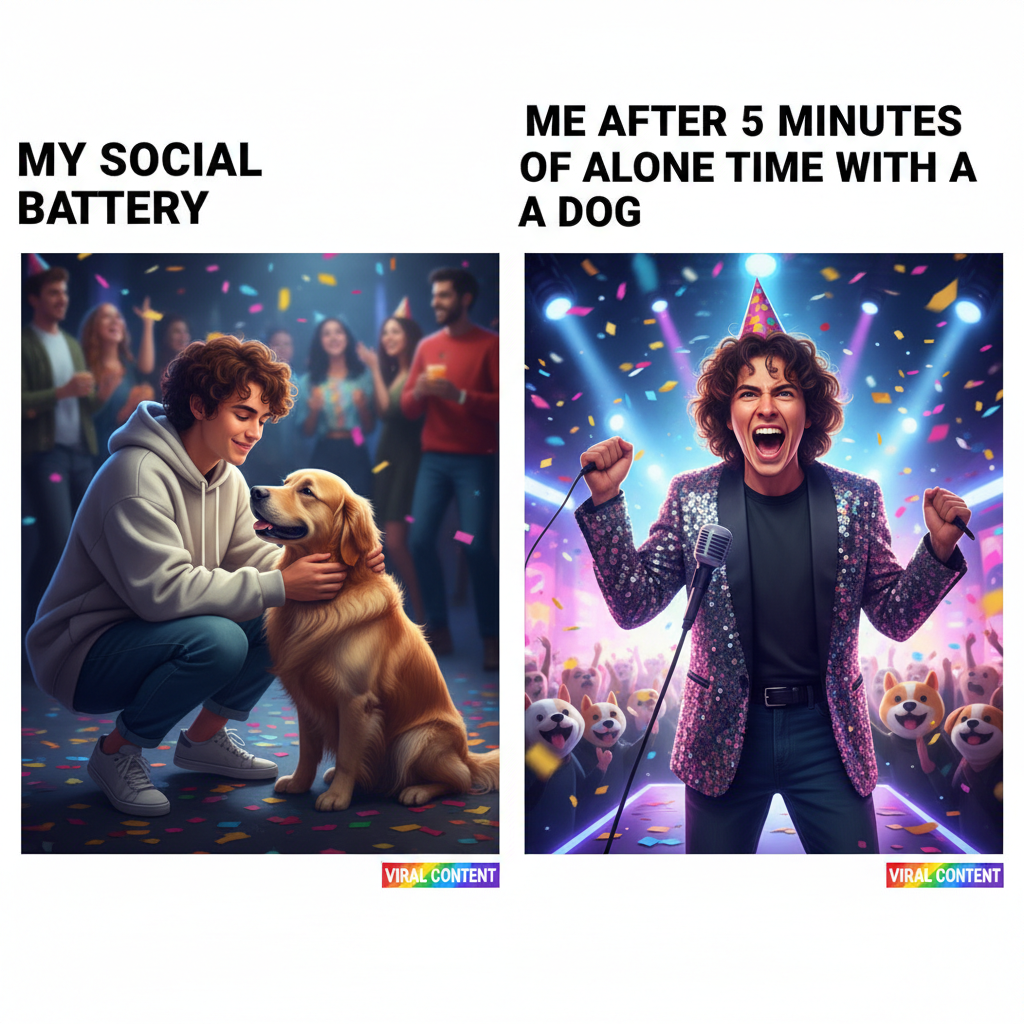 Introvert at a party: finding the host's pet. Extrovert: IS THIS MIC ON?!