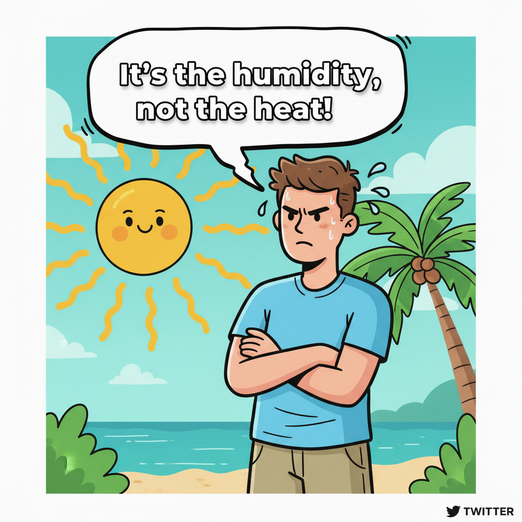 It's 70 degrees and sunny but my neighbor still complaining about the 'humidity.'