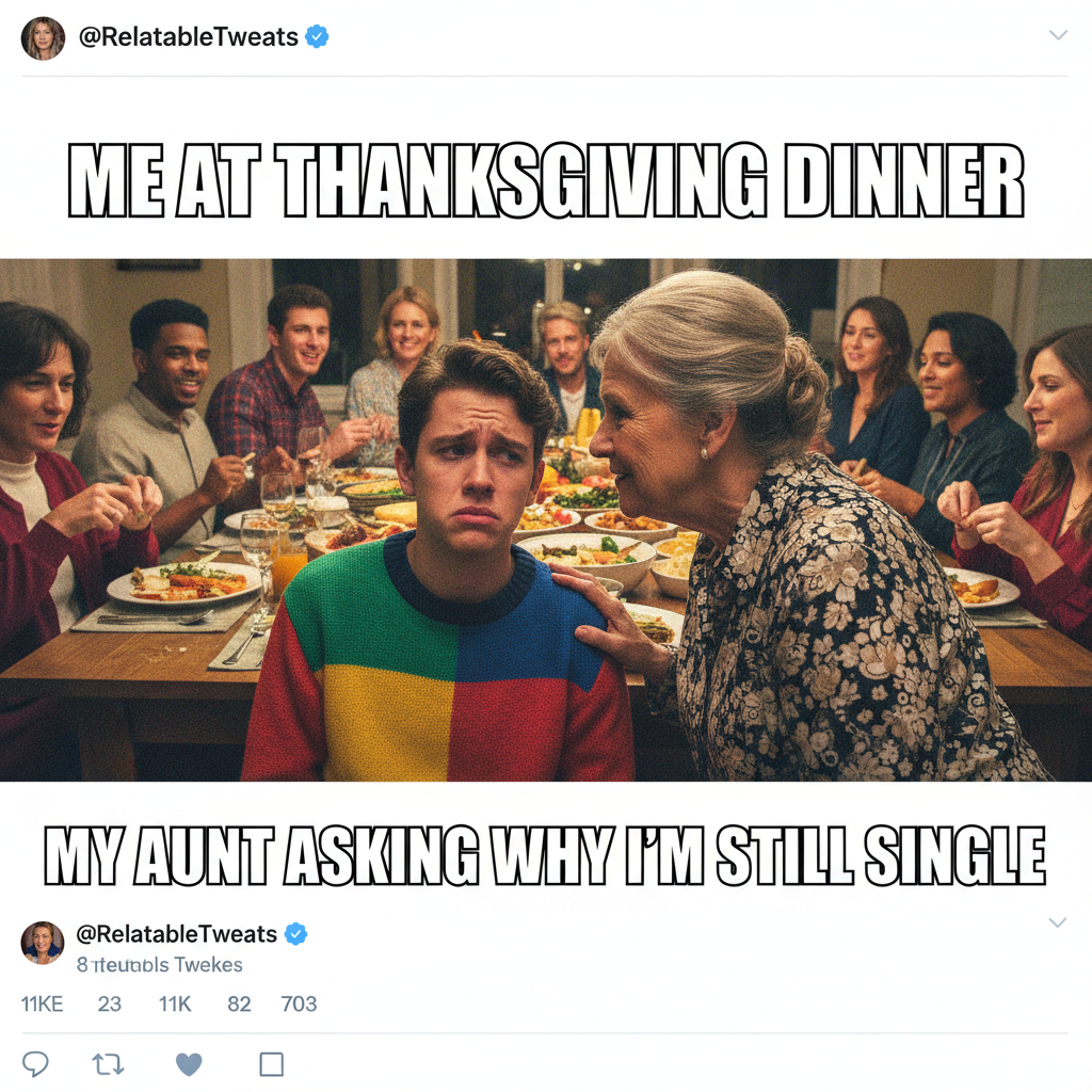 Aunt Carol asking about my life choices at Thanksgiving. Again. 🦃