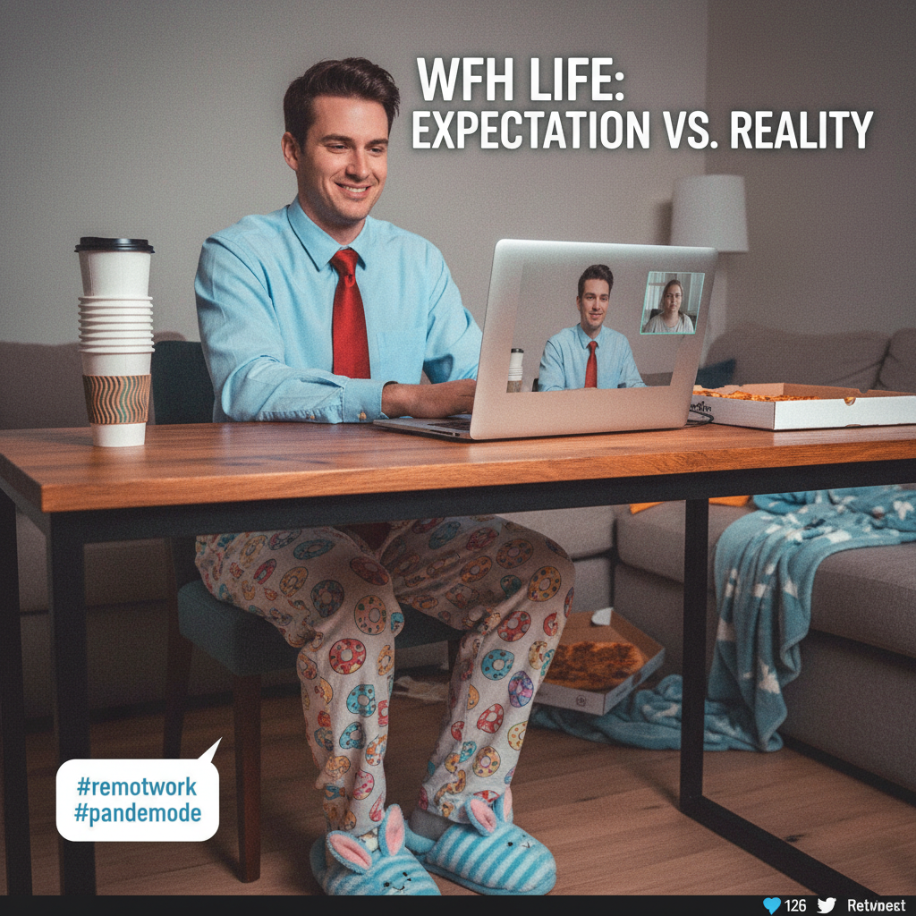 My WFH uniform: business on top, pajama party on the bottom. 👔👖