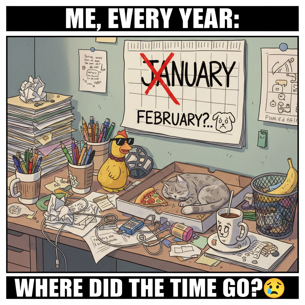 My New Year's resolution was to be more organized. My desk currently looks like a tornado hit.