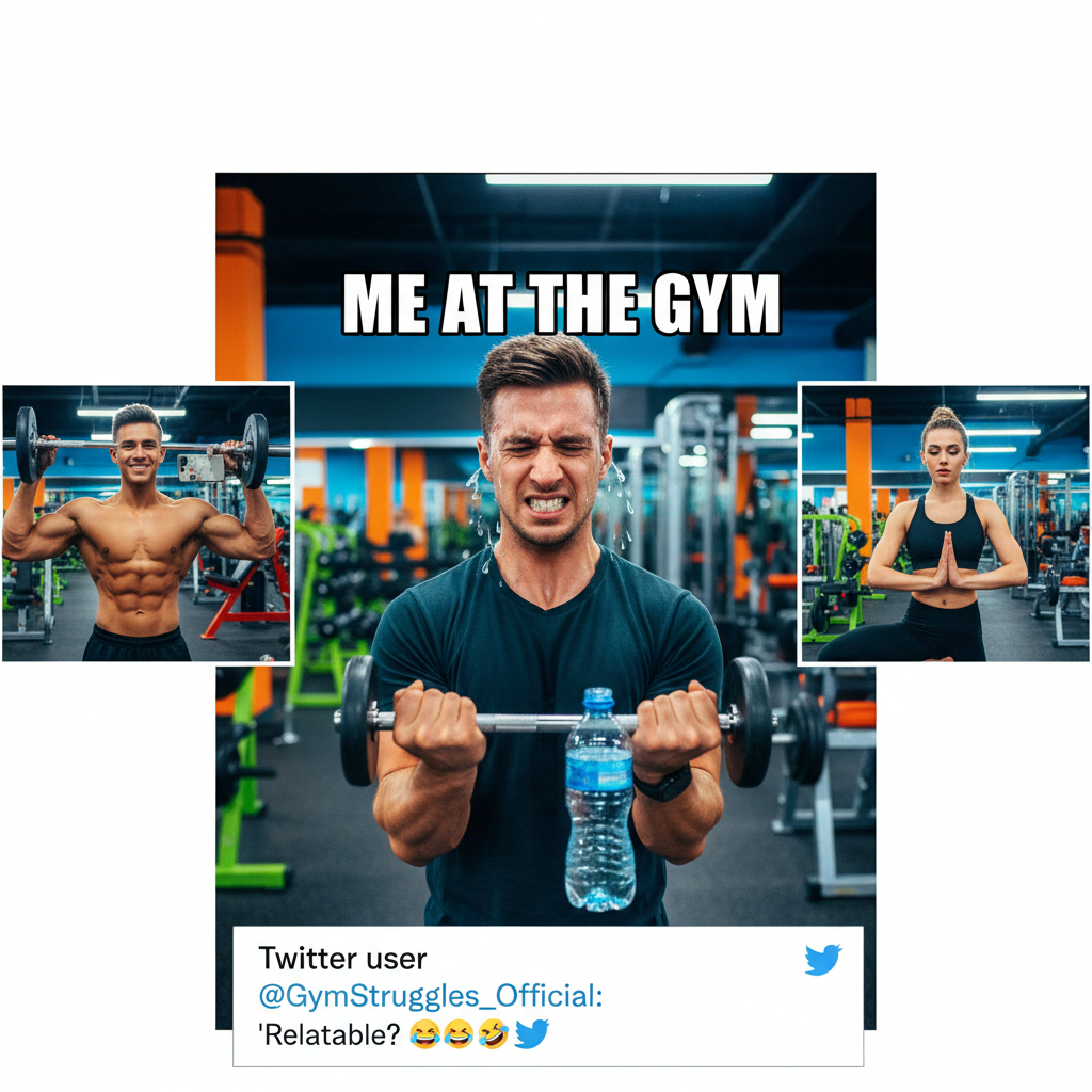 Gym culture: where everyone's an influencer and I'm just trying to lift this water bottle.