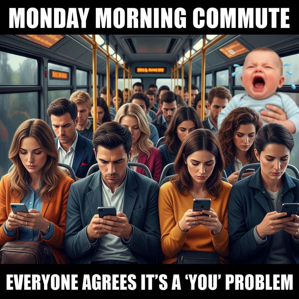 Public transport is just a social experiment to see how many people can pretend not to hear a crying baby.