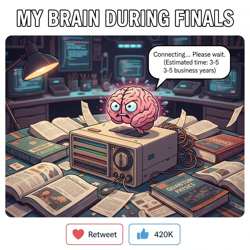 My brain cells during exam season: *dial-up modem sounds*