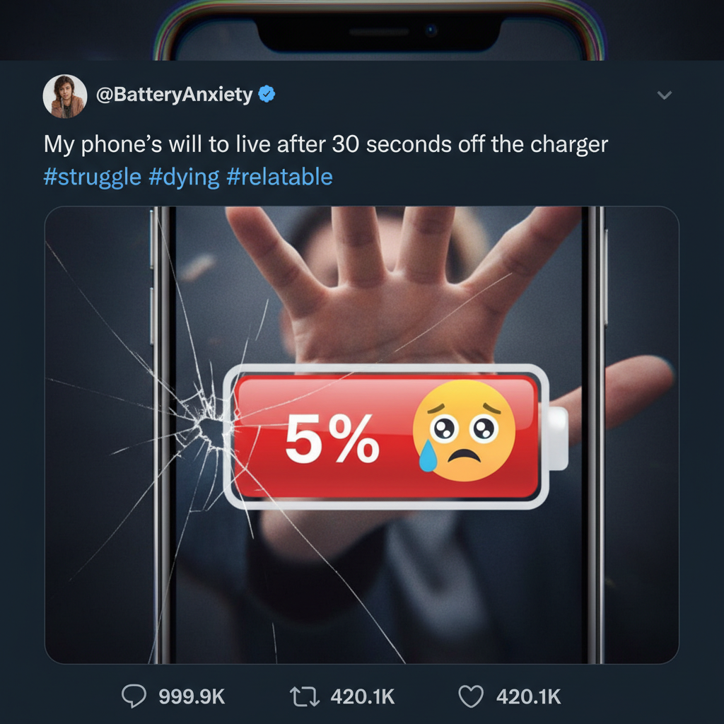 My phone battery percentage is lower than my will to live without social media.