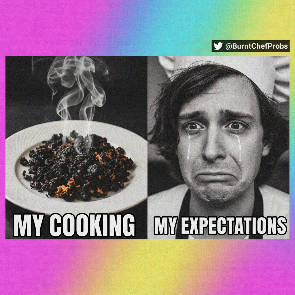 Attempted to make a 'gourmet' dinner. Ended up with charcoal that somehow still tasted bland. 😭 #CookingFail