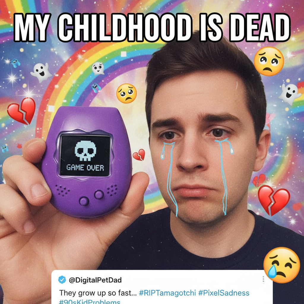 Found my old Tamagotchi. It's dead. Again. The trauma is real. 😭 #ChildhoodNostalgia