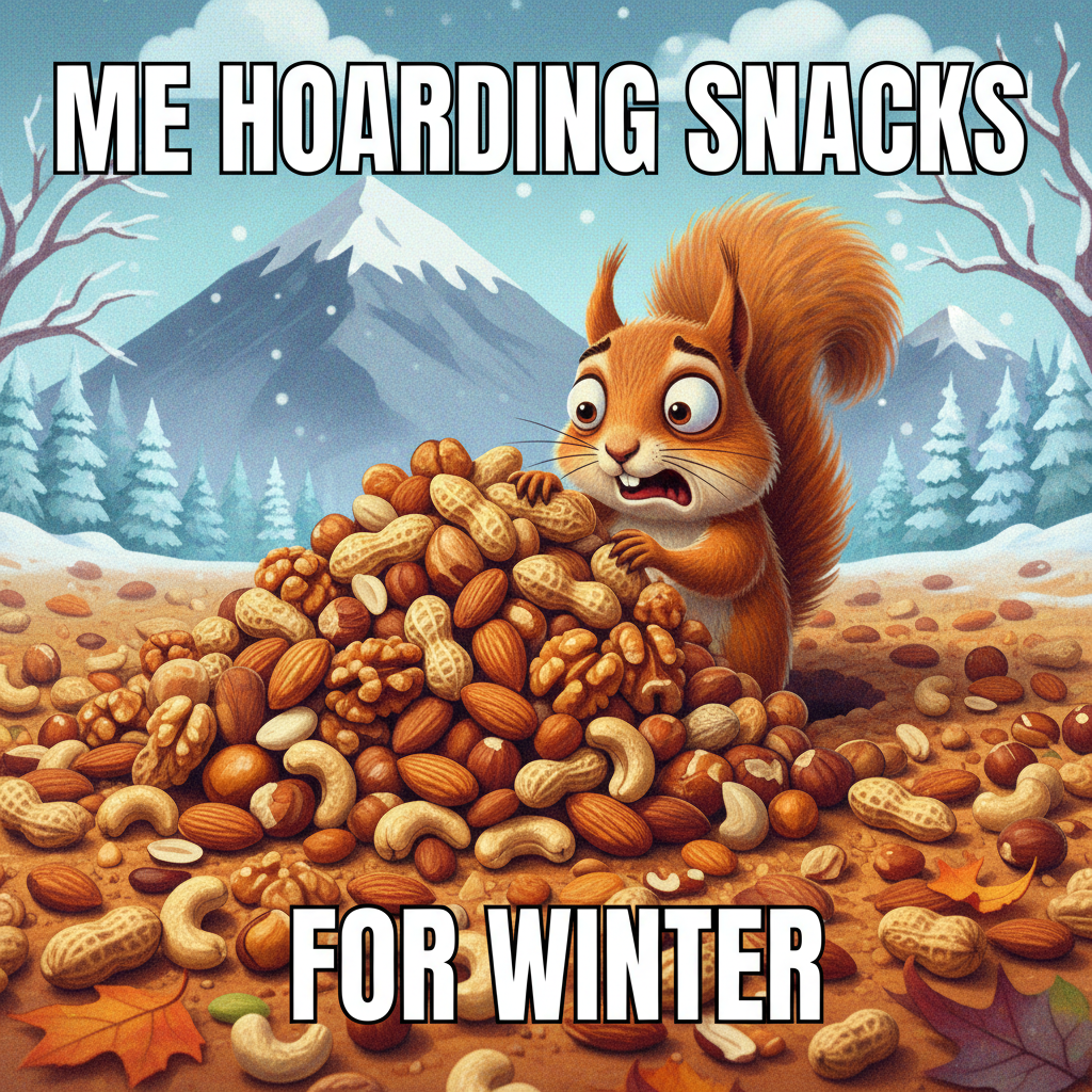 My seasonal depression is so bad I'm starting to identify with squirrels hoarding nuts.