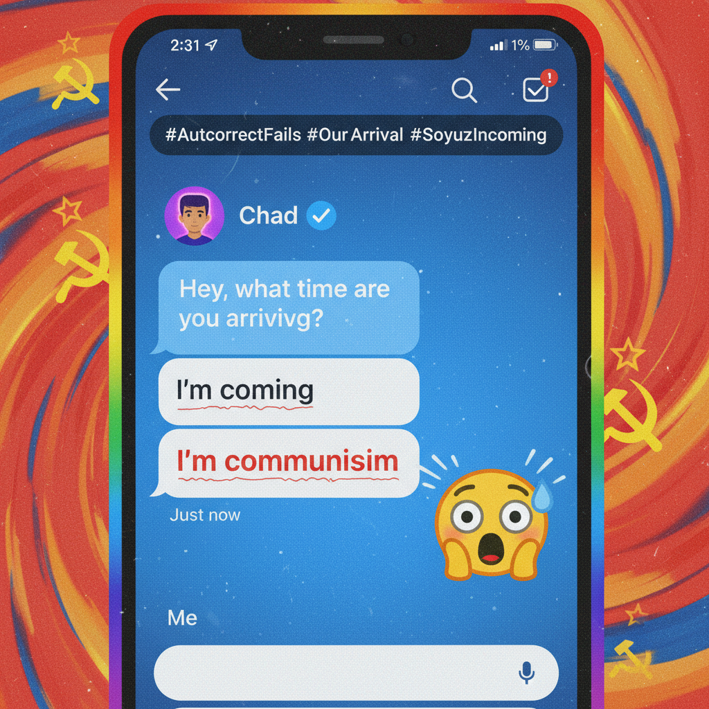 Autocorrect just changed 'I'm coming' to 'I'm communism.' My boss is going to love that email.