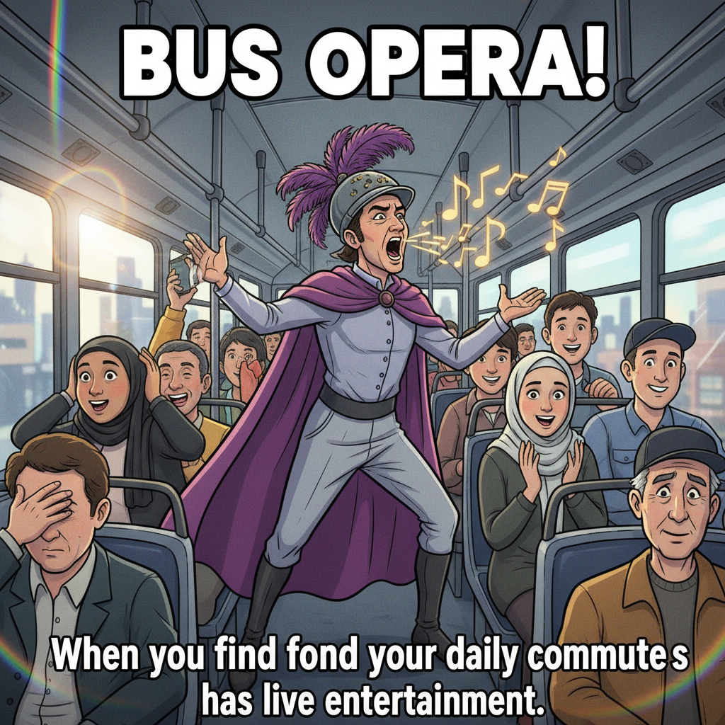 Just witnessed a full-blown opera performance on the 8 AM bus. Never a dull moment.