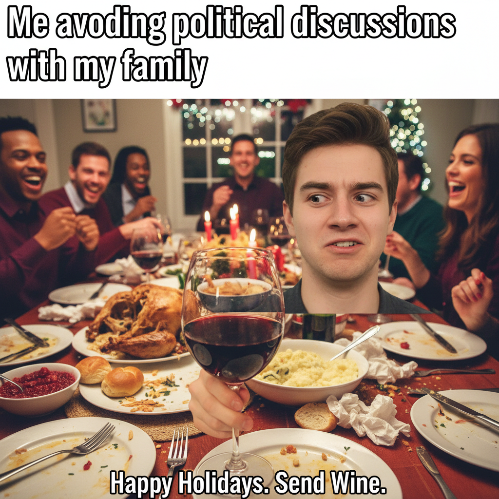 Aunt Carol just asked if I'm 'still single' for the 5th time. Pass the wine.