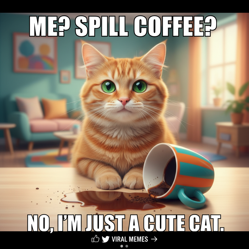My cat just knocked my coffee over, then stared at me like *I* did it.