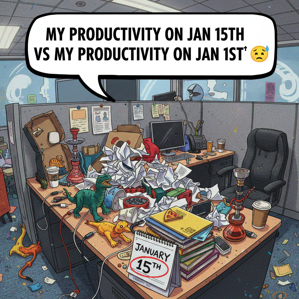 My New Year's Resolution was to be more organized. My desk is a disaster.