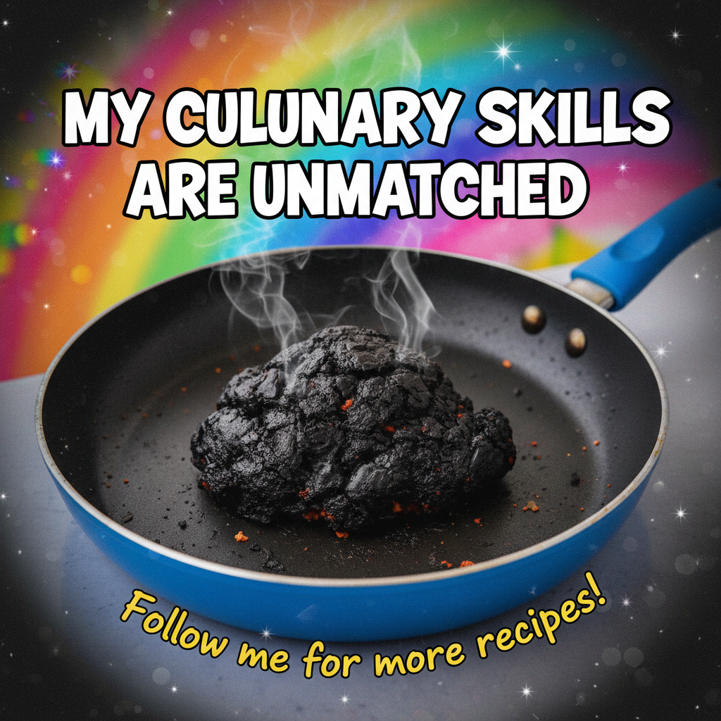 My 'gourmet' dinner turned into a charcoal briquette. At least the smoke alarm works! 🔥