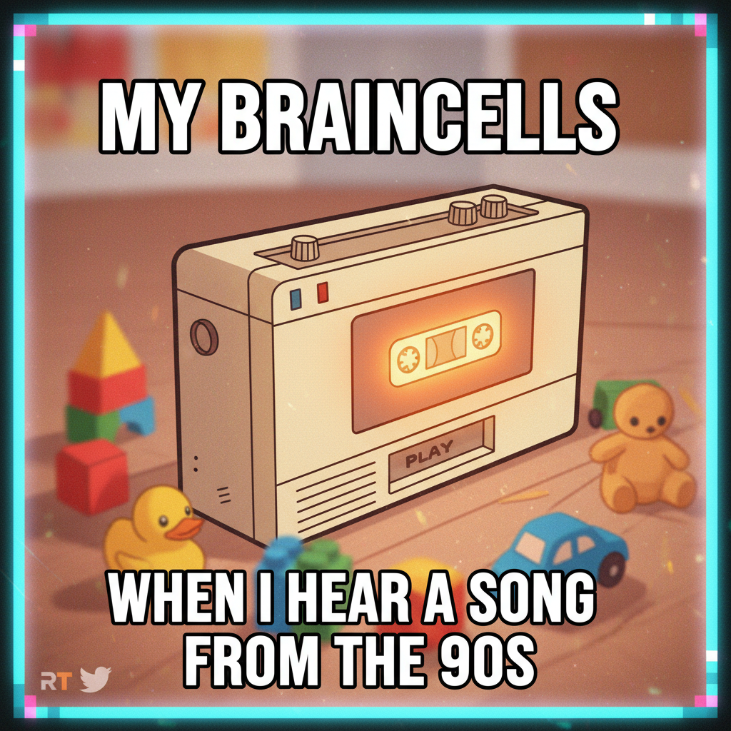 Hearing that one song from childhood hits different. Suddenly I'm 8 again, no bills. 😭