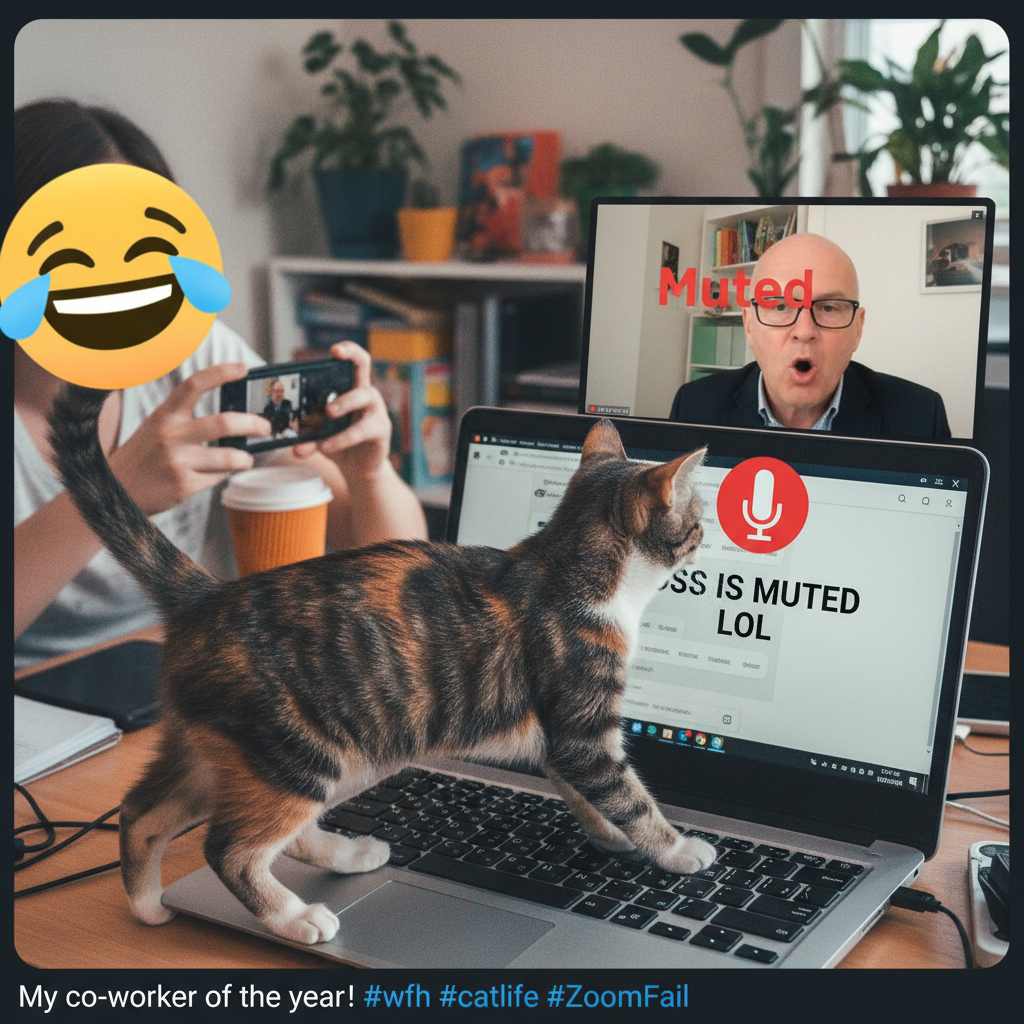 My cat just walked across my keyboard and somehow muted my boss on Zoom. Hero.