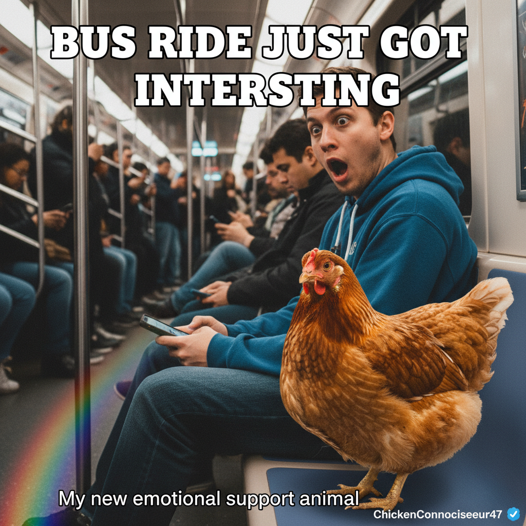 My public transport adventure today involved a chicken. A live one. Just vibing.