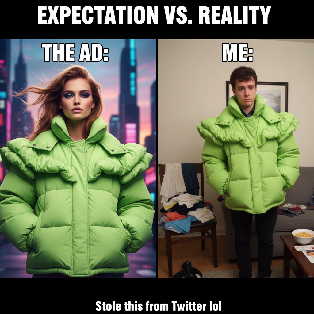 Just received my online shopping order. It looked SO much better on the model. Send help.