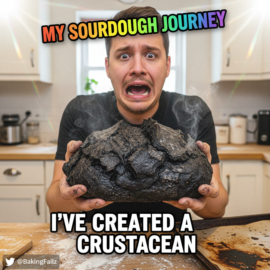 My attempt at baking bread resulted in a rock. A very dense, inedible rock. #CookingFail