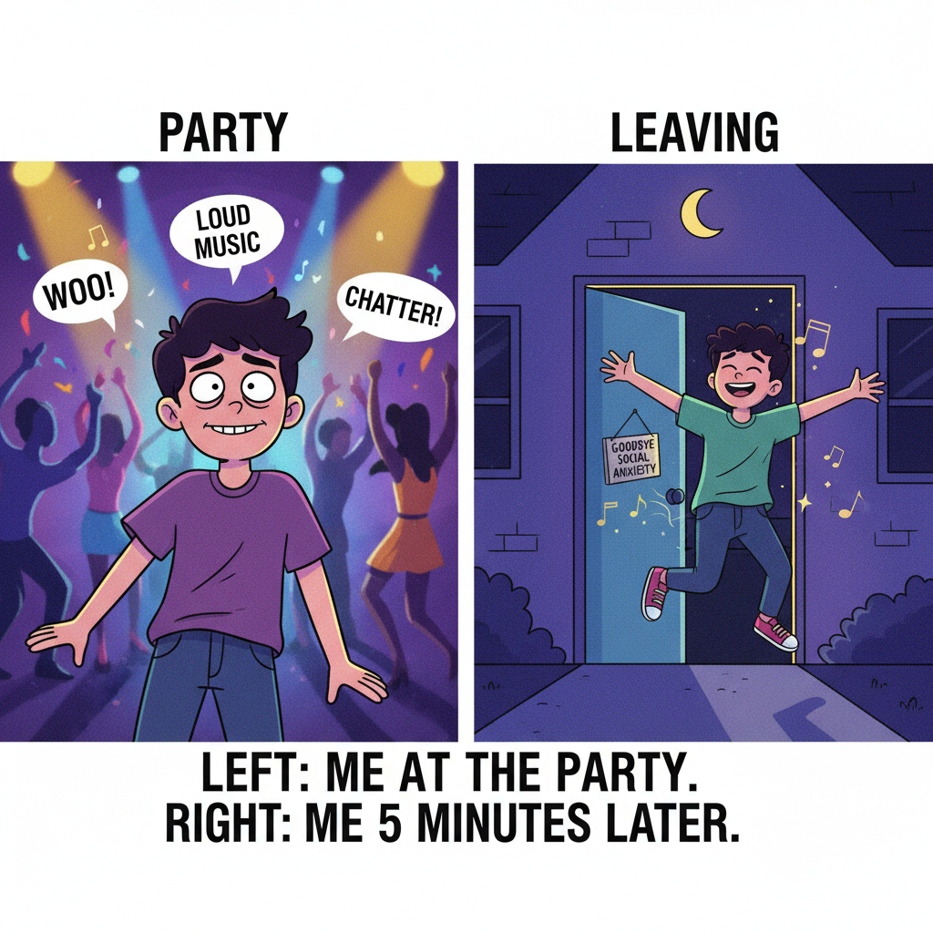 Introverts at a party vs. Introverts leaving a party. The energy shift is REAL. #ByeFelicia