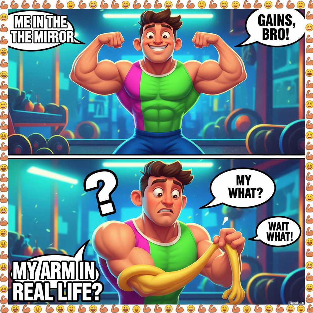 Me at the gym: 'I'm a fitness icon.' Me 5 mins later: 'Is this a bicep or just a noodle?'