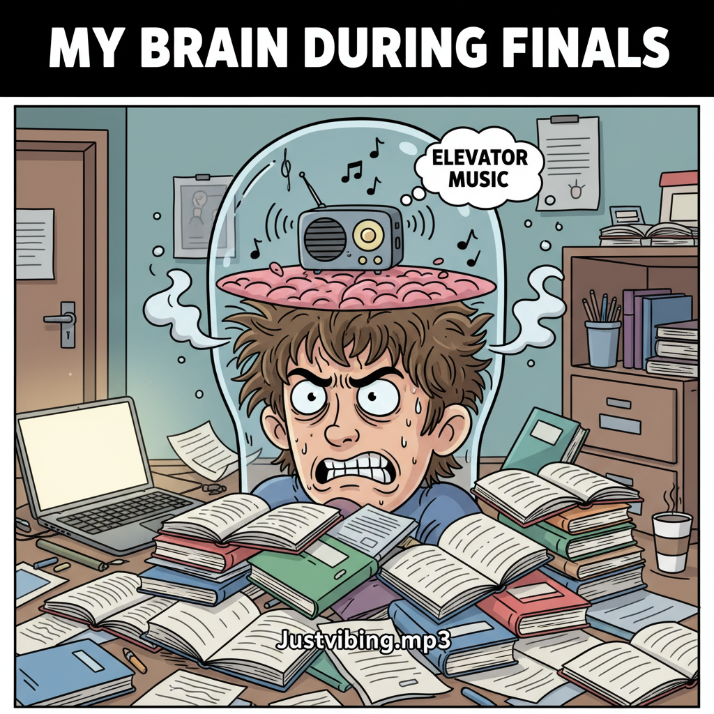 My brain during exam season: *elevator music plays* 🧠🎶